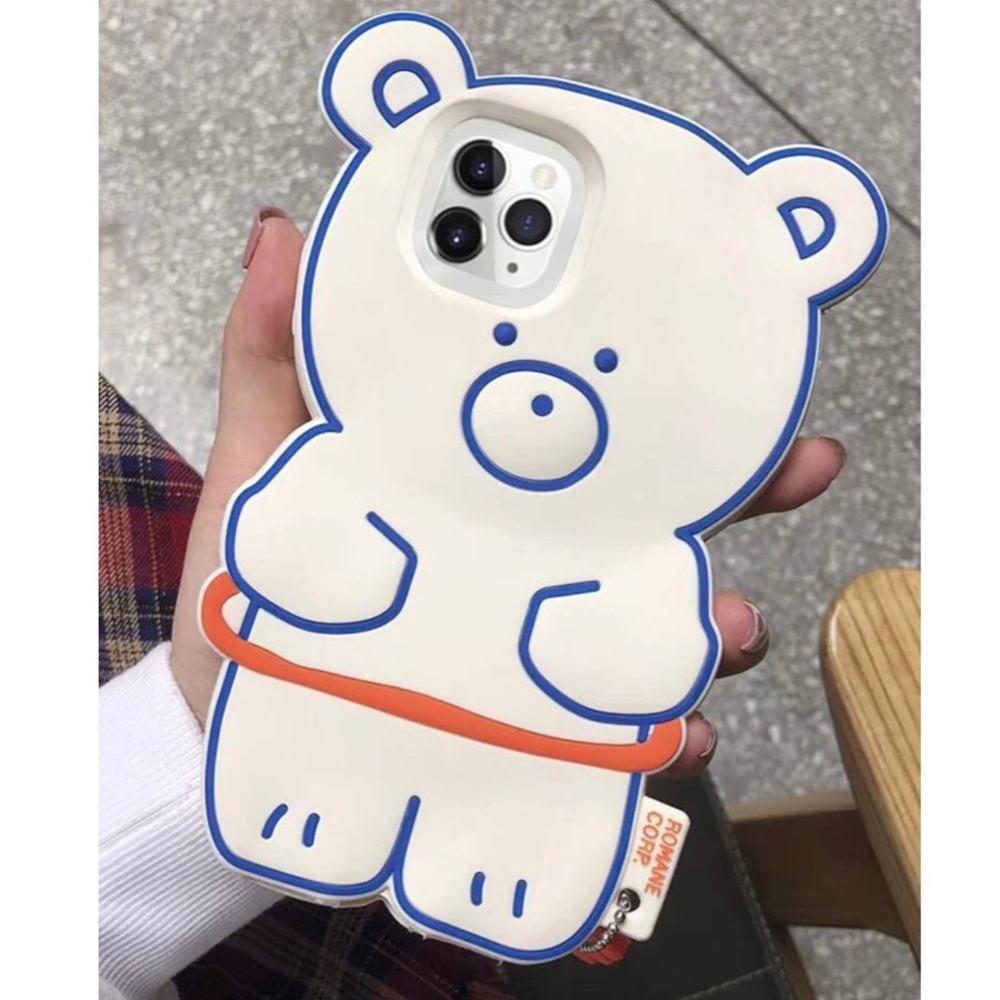 iPhone X 10 XS case silicone Bear cartoon cute white